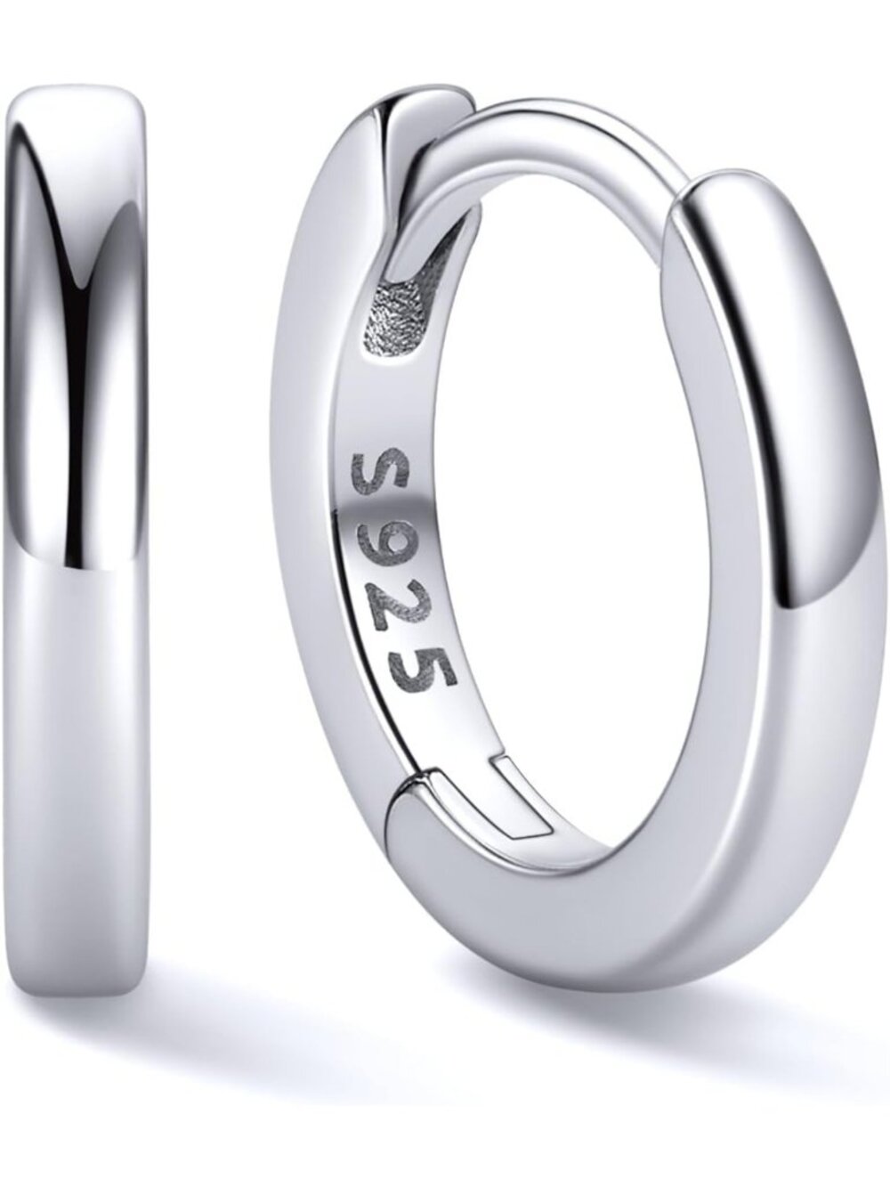 Stylish 925 Sterling Silver Huggie Hoop Earrings for Women, 6-20MM Sizes